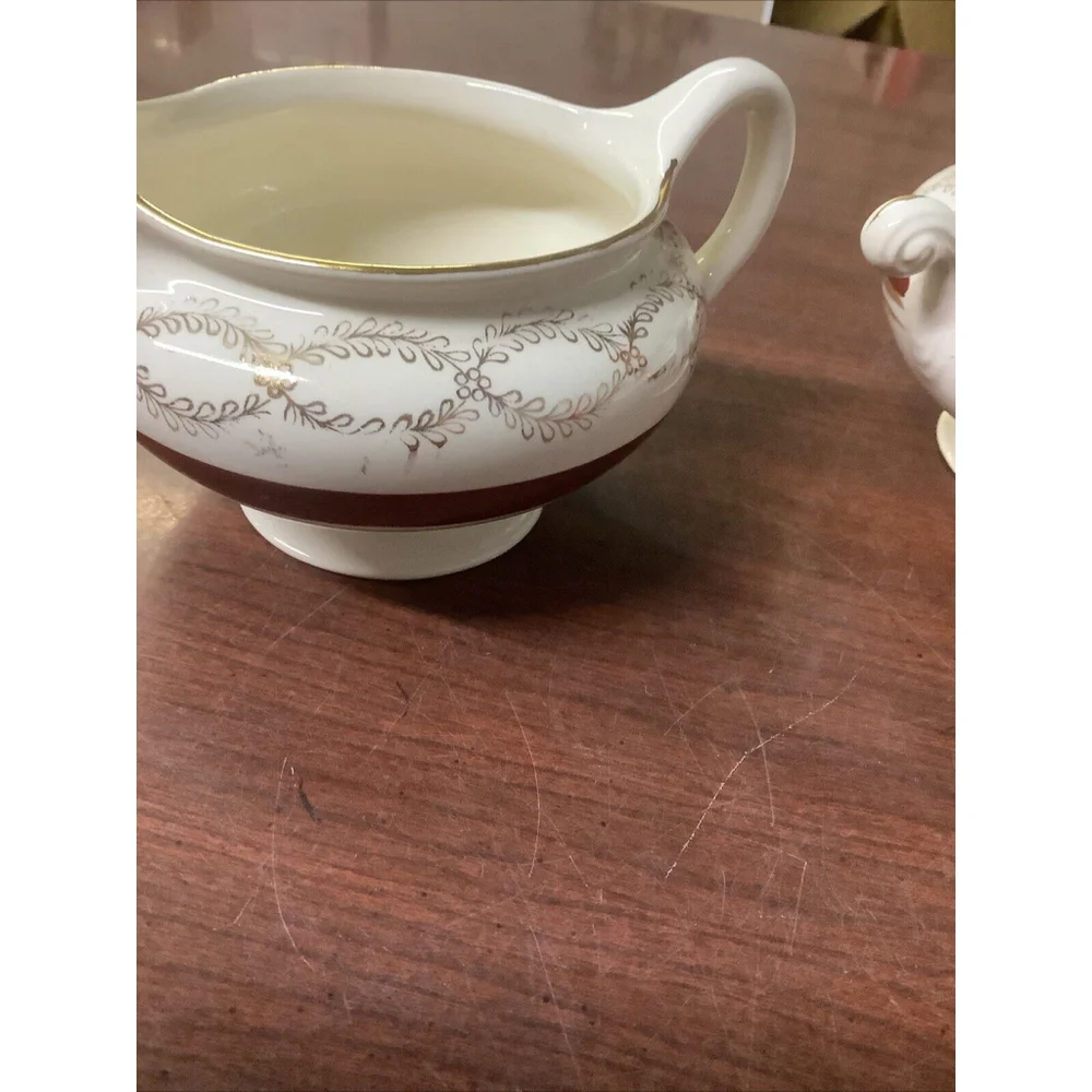 VINTAGE HOMER LAUGHLIN EGGSHELL NAUTILUS C46N5 FLORAL Sugar And Creamer